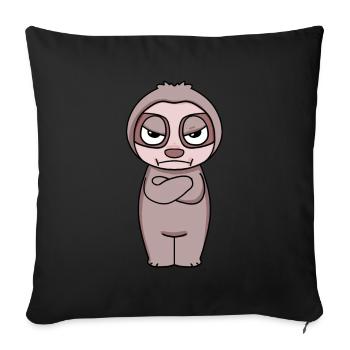 Sloth annoyed - Sofa pillowcase 17,3'' x 17,3'' (45 x 45 cm) - black - Front