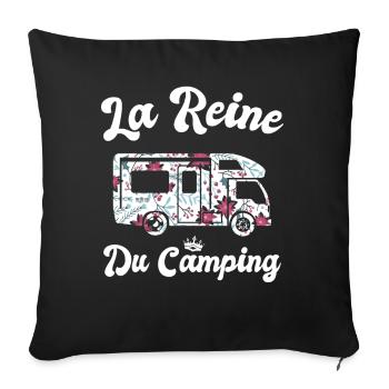 La Reine Du Camping Campeuse Cadeau Campeur Femme - Housse de coussin décorative 45 x 45 cm - noir - Devant