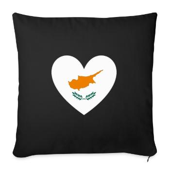 Drapeau de Chypre Coeur - Housse de coussin décorative 45 x 45 cm - noir - Devant