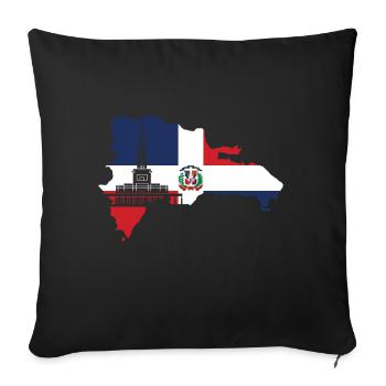Dominican Republic Flag - Sofa pillowcase 17,3'' x 17,3'' (45 x 45 cm) - black - Front