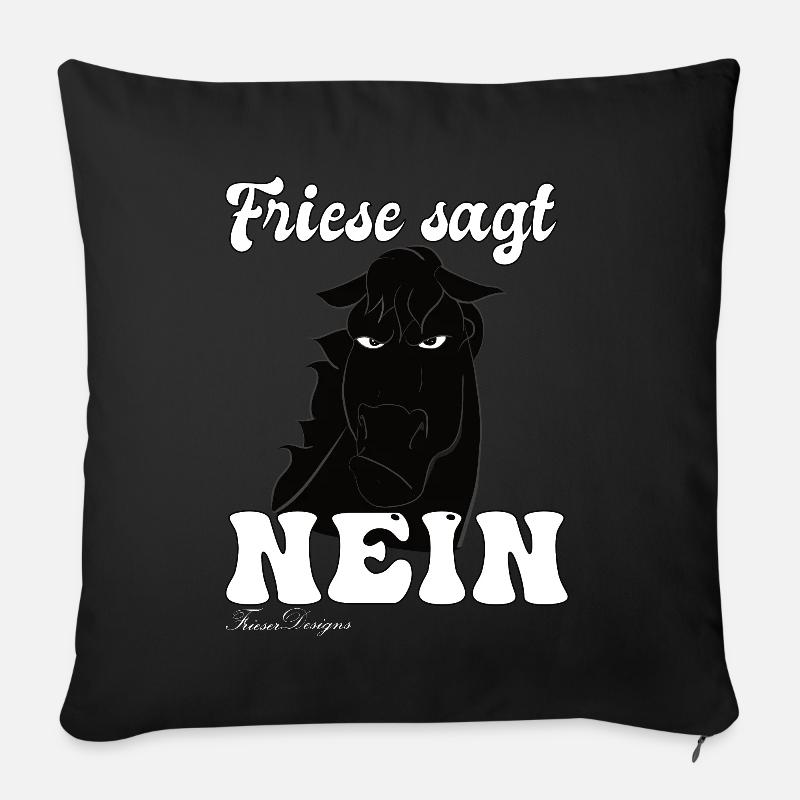 Friese sagt Nein cooles Pferde - Sofakissenbezug 45 x 45 cm - Schwarz