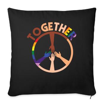 Human Rights Together Peace Sign - Sofa pillowcase 17,3'' x 17,3'' (45 x 45 cm) - black - Front