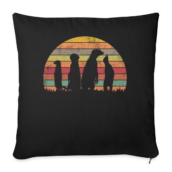 Suricate | Retro suricate rétro cadeau - Housse de coussin décorative 45 x 45 cm - noir - Devant