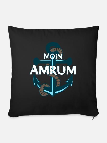 Amrum Moin Anker Spruch - Sofakissenbezug 45 x 45 cm - Schwarz