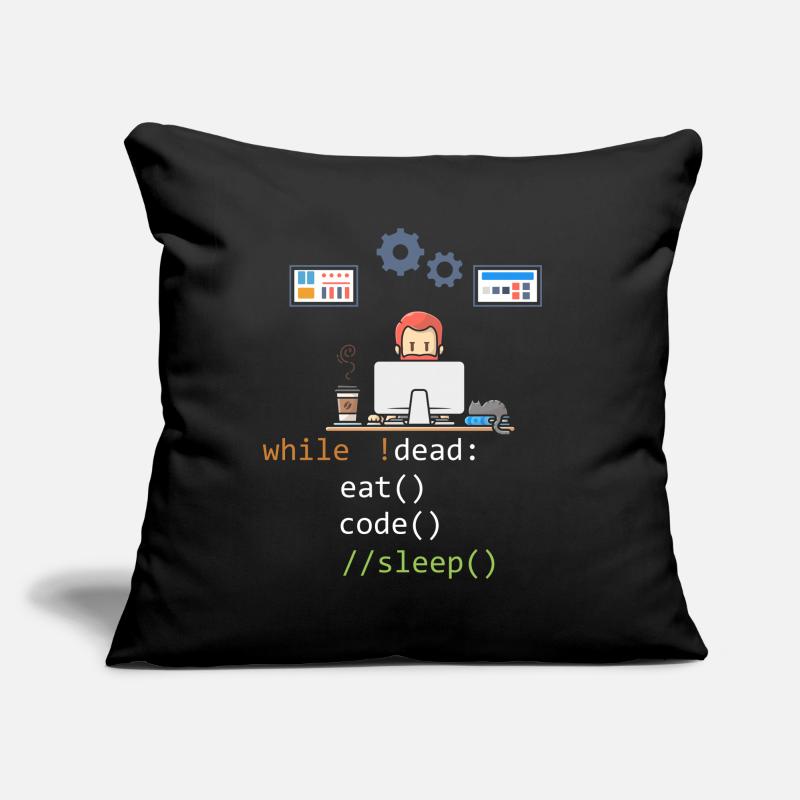 Dead Eat Code Sleep Funny Programming Computer Pro Housse de coussin décorative 45 x 45 cm
