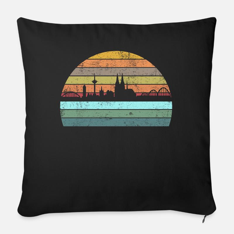 Köln Kölner Skyline Retro Vintage Style - Sofakissenbezug 45 x 45 cm - Schwarz