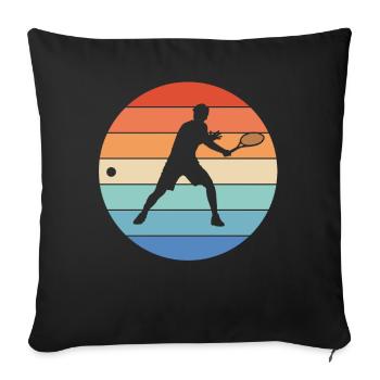 Tennis tennis accessoires cadeau rétro - Housse de coussin décorative 45 x 45 cm - noir - Devant