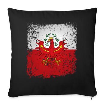 Tyrol tyrolien aigles armoiries Retro Drapeau drapeau - Housse de coussin décorative 45 x 45 cm - noir - Devant