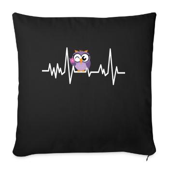 Hiboux cadeaux - Hibou Owl Hibou rythme de coeur doux - Housse de coussin décorative 45 x 45 cm - noir - Devant