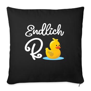 Endlich Rentnerin - Endlich Rente Ente - Sofakissenbezug 45 x 45 cm - Schwarz - Vorne