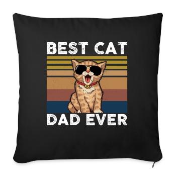 Meilleur Cat Dad Ever Chat Félin cadeau - Housse de coussin décorative 45 x 45 cm - noir - Devant