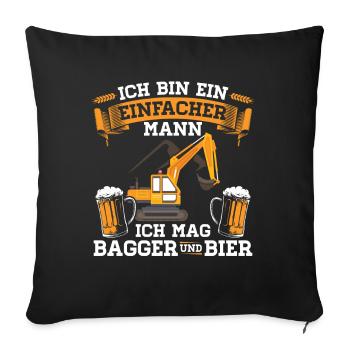 Baggerfahrer | Baggerführer Bagger Geschenk - Sofakissenbezug 45 x 45 cm - Schwarz - Vorne