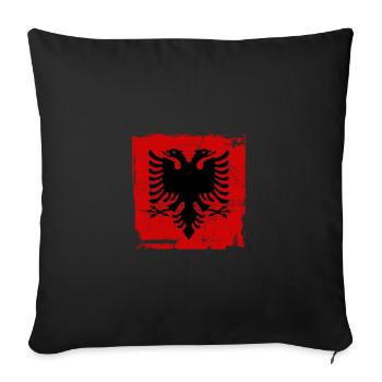 Albanie Drapeau Albanais - Housse de coussin décorative 45 x 45 cm - noir - Devant