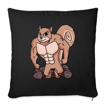 Écureuils avec muscles - Housse de coussin décorative 45 x 45 cm - noir - Devant