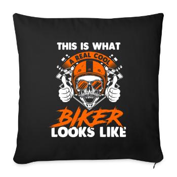 Biker werden nicht grau Dies ist Chrom - Sofakissenbezug 45 x 45 cm - Schwarz - Vorne
