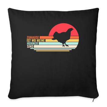 Hühner Retro Vintage Geschenkideen - Sofakissenbezug 45 x 45 cm - Schwarz - Vorne
