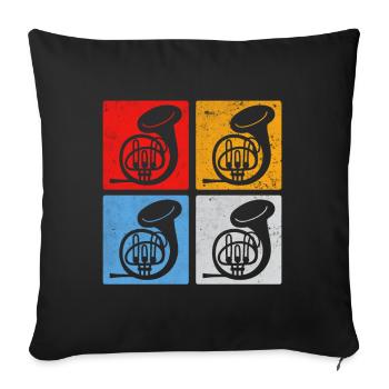 French horn - Sofakissenbezug 45 x 45 cm - Schwarz - Vorne