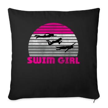 Schwimm Girl Schwimmerin Schwimmen Mädchen - Sofakissenbezug 45 x 45 cm - Schwarz - Vorne