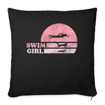 Schwimmerin Schwimmen Mädchen - Sofakissenbezug 45 x 45 cm - Schwarz - Vorne
