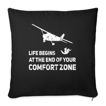 Parachutisme Saut en parachute Skydiver Comfort Zone - Housse de coussin décorative 45 x 45 cm - noir - Devant