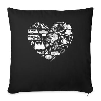Camping Équipement de camping-car Camping-car - Housse de coussin décorative 45 x 45 cm - noir - Devant