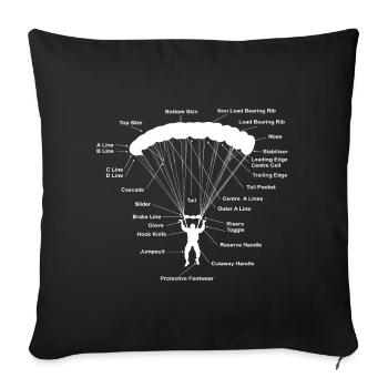 Paragleiter Gleitschirm Anatomie Paragliding - Sofakissenbezug 45 x 45 cm - Schwarz - Vorne