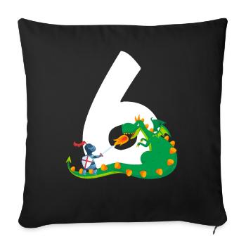 6ème anniversaire Chevalier Château 6 ans dragon - Housse de coussin décorative 45 x 45 cm - noir - Devant