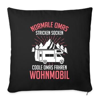Camping Oma Camperin Campingplatz Stellplatz Hobby - Sofakissenbezug 45 x 45 cm - Schwarz - Vorne