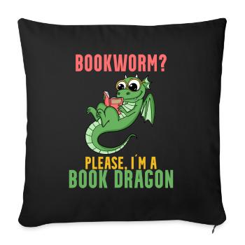 Livre Dragon Cadeau - Housse de coussin décorative 45 x 45 cm - noir - Devant