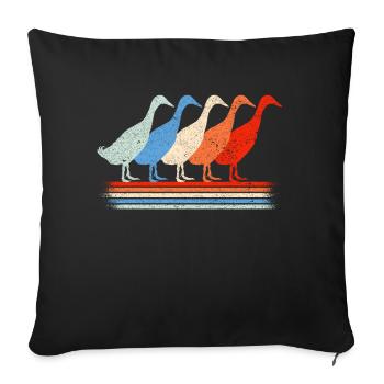 Amoureux des canards qui courent des canards qui courent - Housse de coussin décorative 45 x 45 cm - noir - Devant