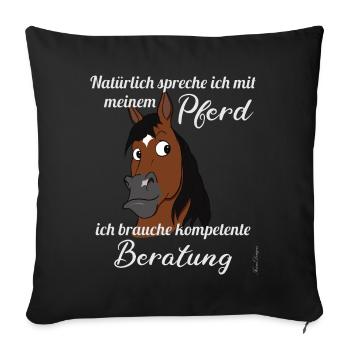 Drôle de chevaux sort avec bande dessinée poney tête mignon - Housse de coussin décorative 45 x 45 cm - noir - Devant