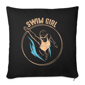Natation fille natation fille natation - Housse de coussin décorative 45 x 45 cm - noir - Devant