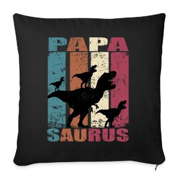 Papa Saurus dinosaure Dino Jumeaux Papasaurus - Housse de coussin décorative 45 x 45 cm - noir - Devant