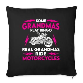 Cadeau de la moto grand-mère - Housse de coussin décorative 45 x 45 cm - noir - Devant
