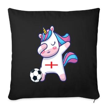 Dabbing Licorne Football Angleterre - Housse de coussin décorative 45 x 45 cm - noir - Devant