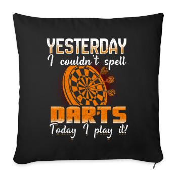 Jeu de fléchettes Joueurs Cadeau - Housse de coussin décorative 45 x 45 cm - noir - Devant