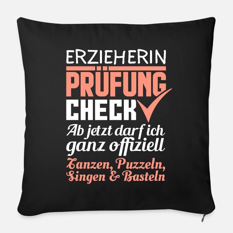 Erzieherin Prüfung Bestanden Geschenk - Sofakissenbezug 45 x 45 cm - Schwarz