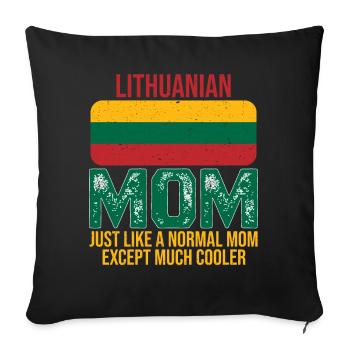 Drapeau Lituanien de la Mère Lithuanienne pour la fête des mères - Housse de coussin décorative 45 x 45 cm - noir - Devant
