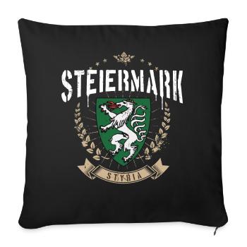 Steiermark Wappen Panther Retro Steirer Bua Madl - Sofakissenbezug 45 x 45 cm - Schwarz - Vorne