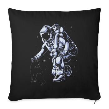 Astronaut petting a cat in space Galactic Kitten - Sofa pillowcase 17,3'' x 17,3'' (45 x 45 cm) - black - Front