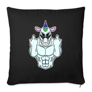 Unicorn middle finger - Sofa pillowcase 17,3'' x 17,3'' (45 x 45 cm) - black - Front