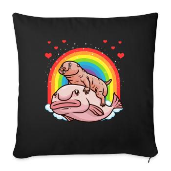 Drôle de blob à la mitraille nue - Housse de coussin décorative 45 x 45 cm - noir - Devant
