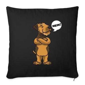 Sturer Airedale Terrier Hund - Sofakissenbezug 45 x 45 cm - Schwarz - Vorne
