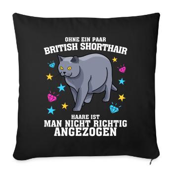 Britisch Kurzhaar - Sofakissenbezug 45 x 45 cm - Schwarz - Vorne