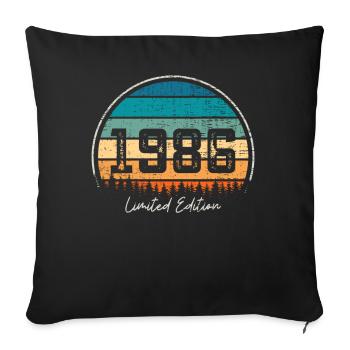 Vintage 1986 Limited Edition Retro Sunset - Sofa pillowcase 17,3'' x 17,3'' (45 x 45 cm) - black - Front