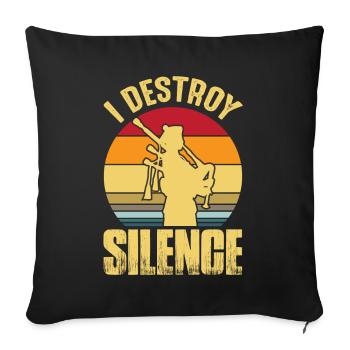 Cornemuses Destroy Silence Cornemuse Rétro - Housse de coussin décorative 45 x 45 cm - noir - Devant