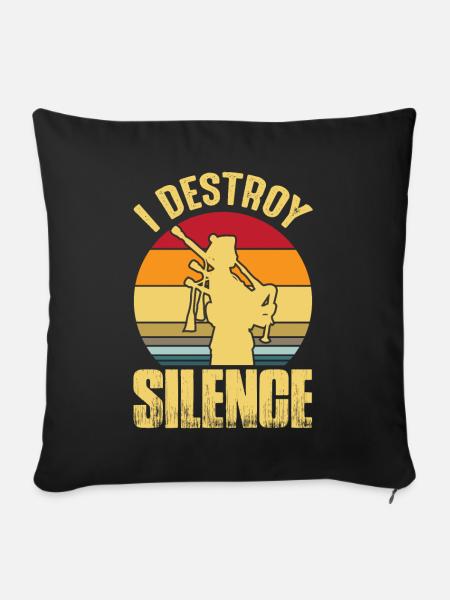 Dudelsack Destroy Silence Sackpfeife Retro - Sofakissenbezug 45 x 45 cm - Schwarz