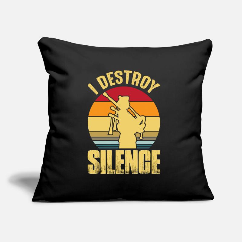 Cornemuses Destroy Silence Cornemuse Rétro Housse de coussin décorative 45 x 45 cm