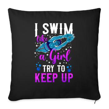 Swimming Swimmer I Know I Swim - Sofakissenbezug 45 x 45 cm - Schwarz - Vorne