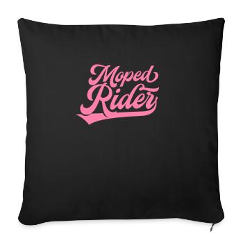 Moped driver female moped moped funny - Sofa pillowcase 17,3'' x 17,3'' (45 x 45 cm) - black - Front